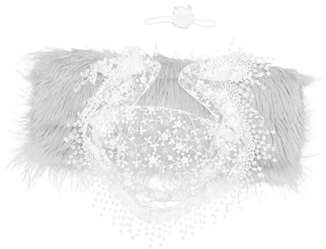 Uonlytech 1satz Neugeborenen Fotografie Flauschige Babydecke Elastisches Kopfband Und Wickeltuch Teiliges Kit Für Babyfotos Dekorativer Begleiter
