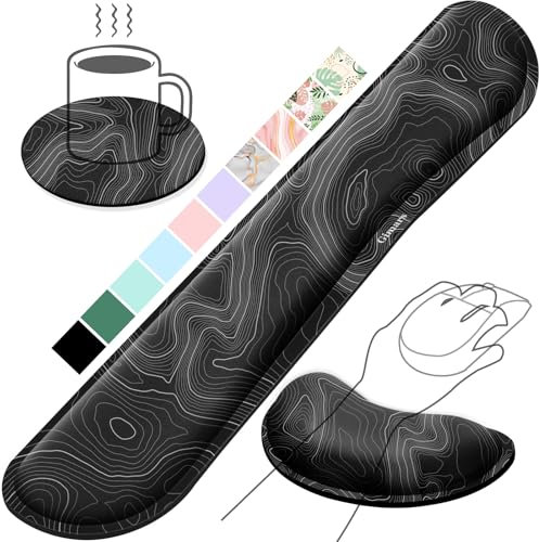 Gimars Handballenauflage Tastatur, Ergonomisches Tastatur mauspad mit gelkissen Memory Foam Handauflage, Handgelenkauflage für Tippen Schmerzlinderung, Komfort für Büro, Gaming, Karte