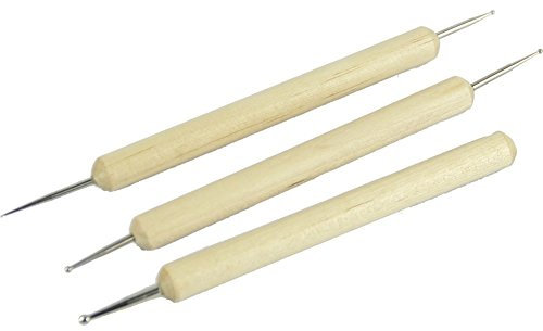 worien 3pzs Juego de Herramienta de Manejar de Madera buril de Bolas de Acero Inoxidable para Escultura en Arcilla Patron de Relieve