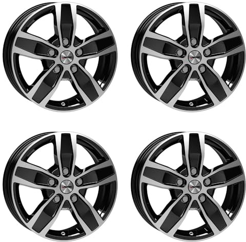 4x AUTEC Felgen Alufelgen QUANTRO 6.5x16 ET50 5x118 Schwarz poliert kompatibel mit Opel Vivaro