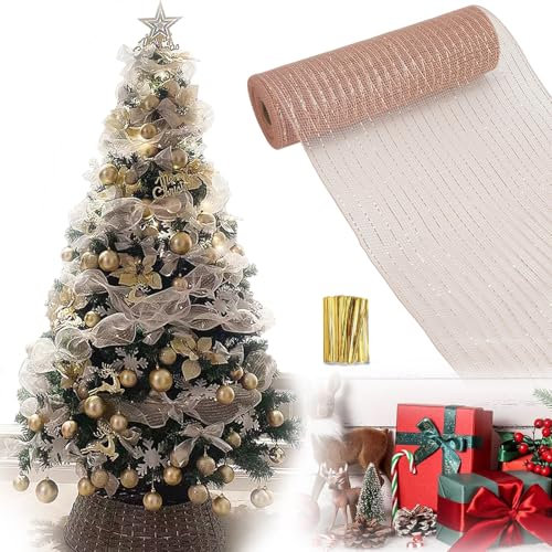 Guirnalda de Oropel Brillante para Navidad, Espumillón Decorativo, Árbol de Navidad 26Cm X 9.14M (Oro Rosa)