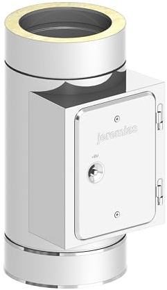 Reinigungselement/Revisionselement (bis 600°C) mit Tür passend für doppelwandige Schornsteine mit Ø 100mm Innen- und Ø150 mm Außendurchmesser, Edelstahl