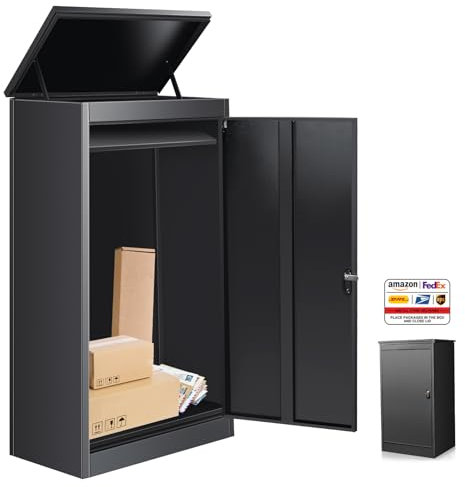Grande boîte de dépôt de colis d'extérieur avec serrure - Construction en acier automobile ultra durable - Étanche et antivol - Idéal pour la maison et le travail - 105 cm