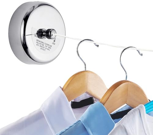 Corde Per Il Bucato Esterno Retrattili,Cordino per il Bucato | Cordino in Acciaio Inossidabile da Parete Risparmio Spazio per Bagno Balcone Casa Campeggio Interni ed Esterni