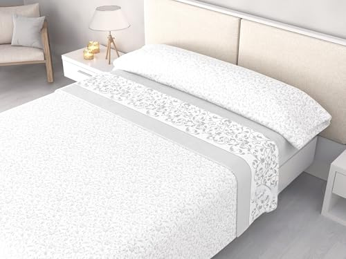 Juego de Sábanas Invierno Polar Pirineo 120 g/m² Perchado Doble Cara – Finas pero Cálidas – 3 Piezas con Bajera Ajustable Perimetral – Camas 90, 105, 135, 150 y 180cm (Isabelle Gris, Cama 105cm)