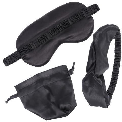 Abaodam Ensemble de Masque de Sommeil Relaxation des Yeux en Soie Pourpre 3 Pièces avec Bandeau et Paquet Confortable pour Dormir et Pratique Rangement