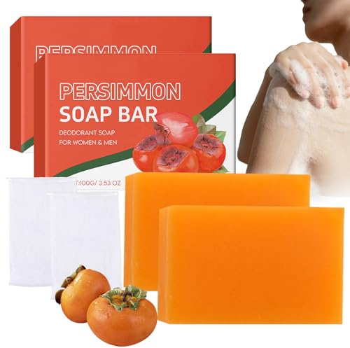 TECHEEL 2 unidades Natural Presimmon Soap Natural Caqui Jabón Bar Jabón Natural Caqui Jabón de Ducha para Cara y Cuerpo Adecuado para Todo Tipo de Piel