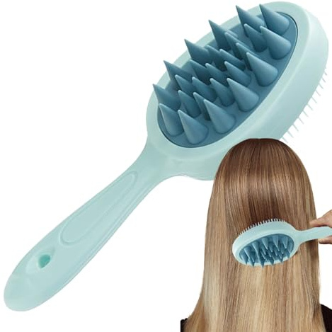 Spazzola Massaggiante Cuoio Capelluto - Manico Lungo Shampoo | Scrubber Cranico | Spazzola Lavaggio Capelli Pulizia, Pettine Doppia Funzione Asciutti Bagnati, Setole TPE Morbide, Spazzolas Doccia Port