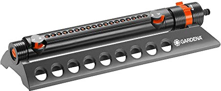 Arroseur oscillant Aquazoom 250/2 Comfort de Gardena : arroseur de pelouse pour l'arrosage de petites surfaces rectangulaires de 25 à 250 m², portée 7 à 18 m, largeur de jet 3,5 à 14 m (1973-20)