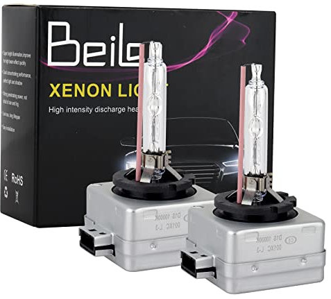BeiLan 2-Pack D1S Car Headlights HID Xenon Light Bulbs 10000K Super Bright Blue Light 35W 12V High Intensity Discharge Lamp Replace for Halogen or LED Exterior Headlamp Bulbs