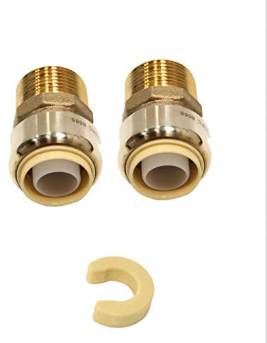 (Pack of 2) EFIELD 1/2 Inch x 1/2 Male Adapter Push to Connect Pex Copper, CPVC with a Disconnect Clip,(PF018)