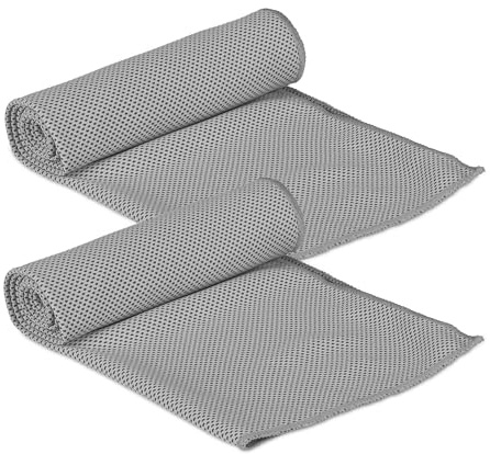 Relaxdays kylhandduksset, paket med 2, mikrofiber, tygfräschare, hals, sport och fitness, 90 x 30 cm, grå
