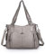 AngelKiss Handtasche Damen Schultertasche Multifunktionale Umhängetaschen Gewaschenes Veganes Leder Wasserdicht mit Reißver Schlusstaschen Reißverschlusstasche (Zinn)