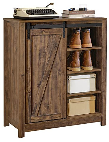 SoBuy FSB59-N Sideboard mit Schiebetür Kommode Schuhschrank schmal Schrank Küchenschrank Flurschrank Beistellschrank Aufbewahrungsschrank BHT ca.: 80x92x35cm