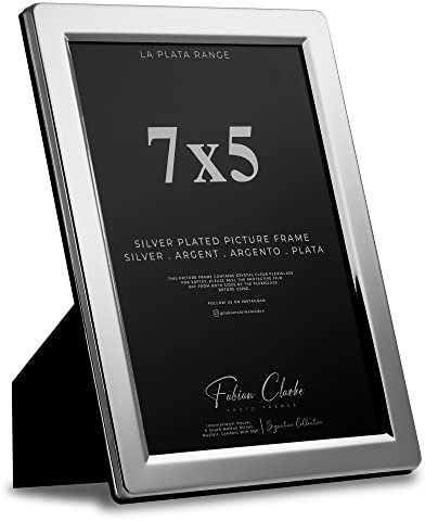 Silver Plated Photo Frame Picture Frame Plain Satin Finish and Tarnish Protected for Wedding Picture or Family Photos (7x5)