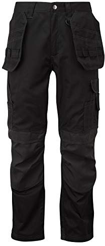 Osbauer Pantalones Cargo de Trabajo con Multibolsillos y Rodilleras con Bolsillo para Hombres Cintura semielástica Cordura - Render Pro - 44W - Longitud Regular