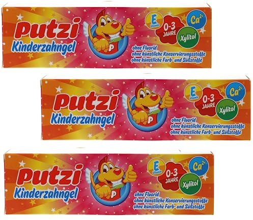 Putzi 3er Pack Kinderzahngel mit Xylitol und Vitamin E, ohne Fluorid, künstliche Konservierungs-, Farb- oder Süßstoffe 3x 50ml