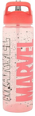 Marvel Power Water Bottle Flip Up Straw 600ml – Official Marvel Merchandise by Polar Gear – Kids Reusable Non Spill - BPA Free - Recyclable Plastic - Ideal For School Nursery Sports Picnic -Red