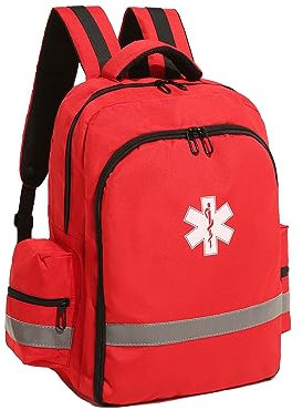 First Aid Backpack Bags for School Empty Medicine Bag for Trauma Medical Safety Backpack for Travelling Red Emergency Bag for Nurse, Paramedic, EMT