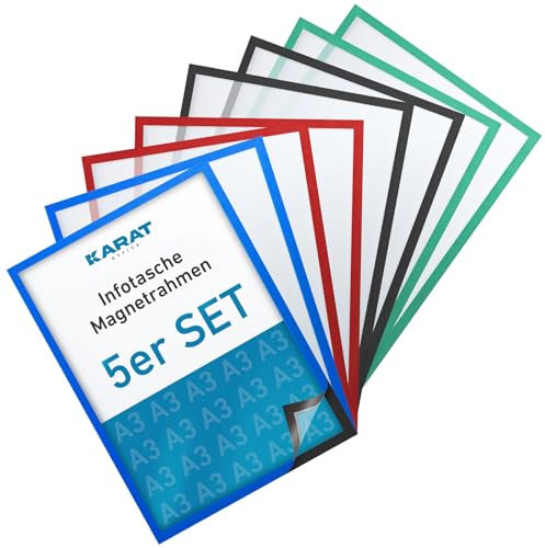 KARAT 5 cornici magnetiche DIN A3 per disegni di bambini, porta documenti, porta documenti, cornice magnetica per cartelli di offerta, porta fogli (dimensioni esterne 45 x 33 cm, blu)