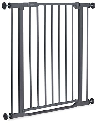 Hauck Clear Step 2 Barrera Seguridad Niños Escalera | Puerta Bebé sin Agujeros - Valla Infantil 75-80 cm - Umbral Ultraplano - Vallas para Perros - Gris