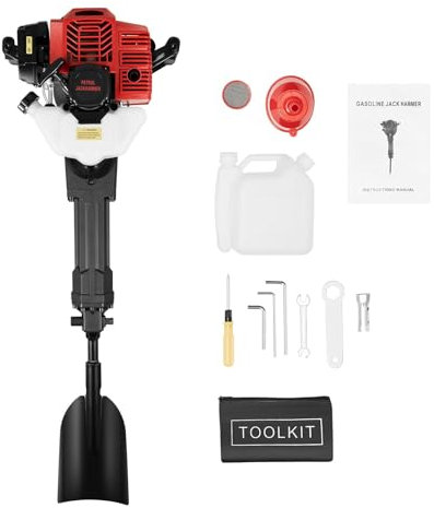 Fridgestea 52CC 2-Stroke Petrol Tree Digger, 1900W Portable Garden Digging Machine with Shovel, Petrol Hand Digger Kit for Soil Application