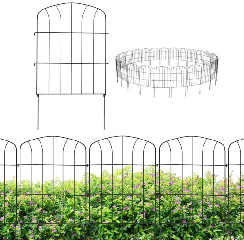 LN COZY CORNER 25pcs Decorative Garden Fence Rustproof Metal Fence Panels Landscape Fencing for Outdoor Flower Beds Patios Backyard (Black, 62CM(H) x 8.2M(L))