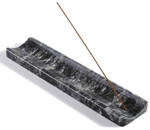 Koville Soporte de incienso de mármol, soporte de incienso para palos, soporte para varillas de incienso, recogedor de cenizas para meditación, yoga, spa, quemador de incienso de piedra natural