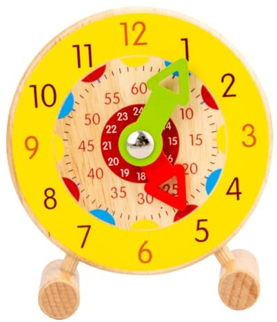 FUNNETOYU Wooden Learning Clock for Educational Teaching Clock Cognitive Safe Wood Material Early Childhood Development Tool