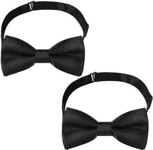 Ulvironte 2pcs Black Bow Tie, Classic Adjustable Kids Pre-Tied Bowtie, Formal Dickie Bowtie for Wedding Party, Business Meeting, Banquets, Christmas, Kids and Pets can be Used(COLOR:Black)