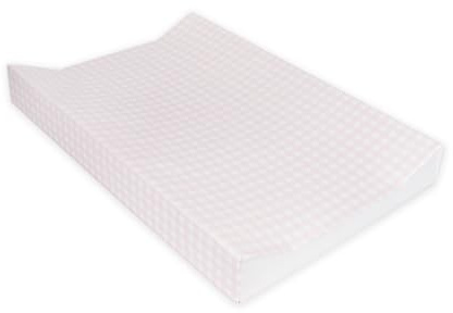 BEDEBYES Deluxe Anti Roll Wedge Baby Changing Mat, Blush Gingham, Waterproof PVC with Curved Sides, 69x45x9cm