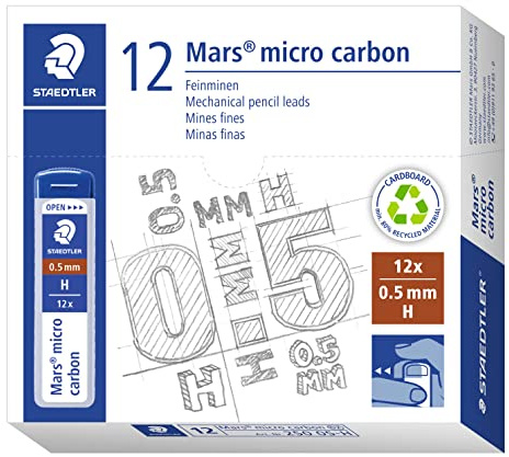 Staedtler 250 05-H Mina Sottile Micro, 0.5 mm H - 12 pezzi