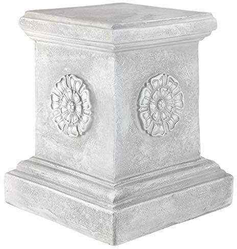 Design Toscano Rosette Anglaise Base de Socle Sculpturale pour Jardin, Grand 33 cm, polyrésine, pierre antique