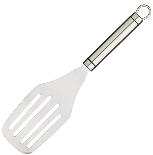 KitchenCraft Oval Handled Stainless Steel Hamburger Turner, Flat Head Griddle Scraper, Heavy Duty Burger Spatula for Grilling, Flipping, BBQ, 27cm
