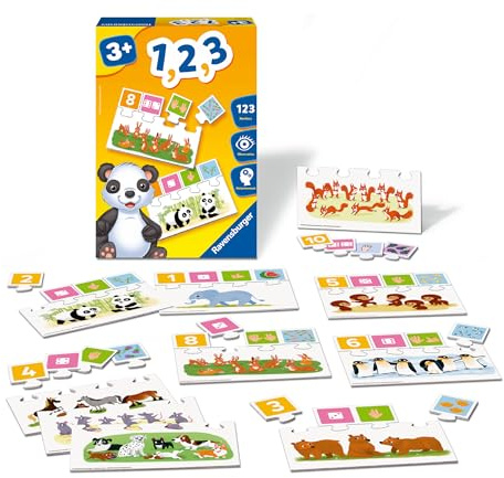 Ravensburger - Jeu Educatif - 1, 2,3 - Apprentissage ludique des nombres jusqu'à 10, quantités et premières notions de calcul - A partir de 3 Ans - 24045