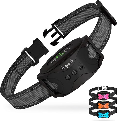 DogRook Dog Bark Collar- Rechargeable Bark Collar- Humane, No Shock Barking Collar- with Vibration & Beep - Collar for Small, Medium & Large Dogs- Anti Barking Collar - No Remote- 11-110 lbs