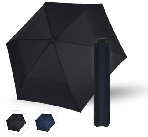Doppler Regenschirm Zero Large in simply black I Ultra leichter Minischirm I Handöffner Taschenschirm I mit Schirmtasche I kompakt & leicht I Taschenregenschirm sturmfest