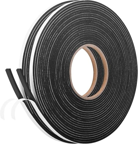 Kikerike Self Adhesive Foam Tape Weatherstrip 1/4In x 1/8In x 66Ft High Density Foam Insulation Strips Seal Weather Stripping with Strong Adhesive for Door and Window Sound Isolation Soundproofing