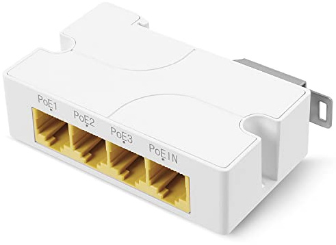 Revotech Extensor PoE Gigabit de 3 Puertos, repetidor PoE+ de 100 Metros (328 pies) Extensor Cumple con IEEE802.3af/at, RJ45 de 1000 Mbps, Adaptador PoE de 1 en 3 Salidas para cámara PoE/Dispositivo