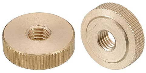 QUARKZMAN Moleté Pouce Écrous, 2pcs M8 x D23mm x H7mm Laiton Moleté Écrou Plat Tête à travers Trou Verrouillage Réglage Écrous pour 3D Imprimante Pièces