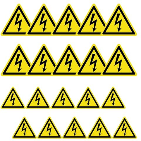 Vueinrg 20 Stück 5cm/10cm Aufkleber Elektro Warnschild Elektrische Spannung Achtung Strom Warnaufkleber Dreieck Schild Folie Selbstklebend Warnung vor Hochspannung Adesivi