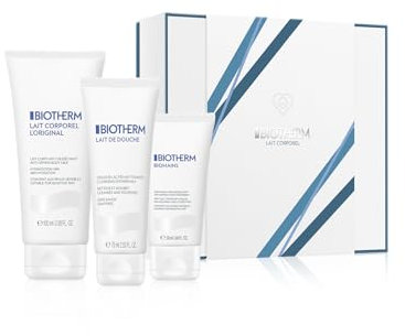 Biotherm Lait Corporel Körperpflege Geschenkset, Lait Corporel Bodylotion 100ml, Lait de Douche Duschlotion 75ml, Biomains Handpflege 50ml