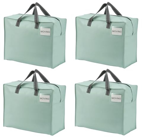 VENO Heavy Duty Moving Bags, Storage Bags, 13 Gallon, Light Green, 4 Pack