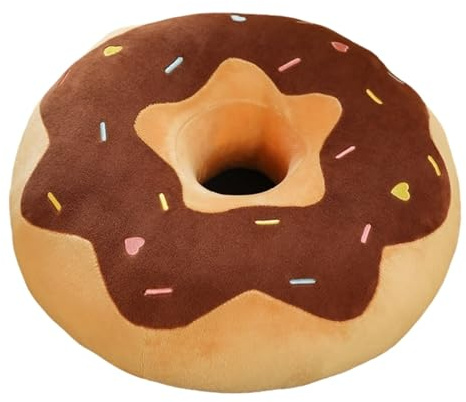 TOPLITHE Cuscino Peluche Ciambella, Cuscino Rotondo Cuscino Ciambella Morbido Cuscino Forma Peluche for Divano Decorazione Del Soggiorno Regali(Color:Brown,Size:38CM/14IN)