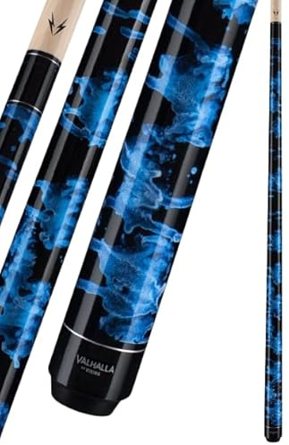 VALHALLA by Viking VA211 Pool Cue/Billiard Stick Blue Marble, Pro Taper 58 2-Piece Construction, American-Made Triangle Tip + Bonus Williard Nickel Tip Tool (19oz)