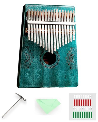 Kalimba Daumenklavier, Tragbares 17 Tasten Mbira Fingerklavier mit Stimmhammer und Englischem Songblatt, Musikinstrumente Geschenk für Erwachsene Anfänger Profi