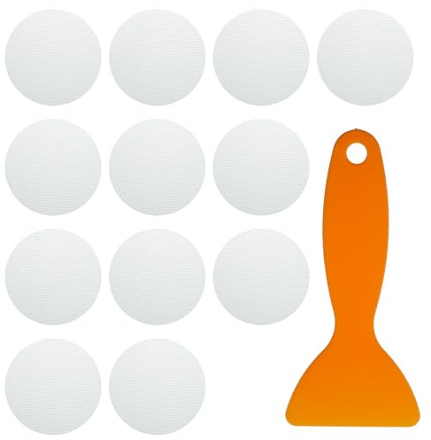 Bewudy 12 stycken halkfria kuddar duschklistermärken, 10 cm transparenta halkfria dynor med skrapa självhäftande badkarsdekaler, halkmatta för badkar dusch, trappor, halkfria ytor