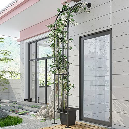 Mezzo arco in metallo nero per giardino, resistente alle intemperie, traliccio pergolato, decorazione per matrimoni, feste, pergolato, 240 cm, design a mezza parete, durevole caratteristica