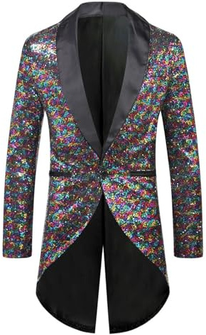 Frack à paillettes pour homme - Veste gothique pour homme - Noir à paillettes - Manteau avec boutons - Élégant Tuxedo - Style médiéval - Steampunk - Jupe de marche victorienne - Vêtement de nuit