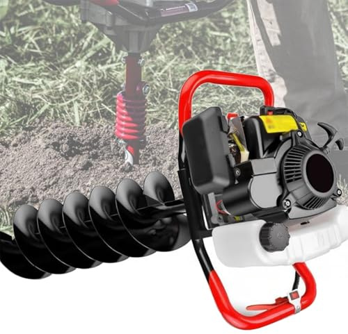 Oiyekntd 4 Stroke Fence Post Digger Tool, Petrol Auger Post Hole Digger for Farmland, Garden and Plant, Earth Auger Hole Borer with Drill Bits, 80cm Extension Pole 8cm